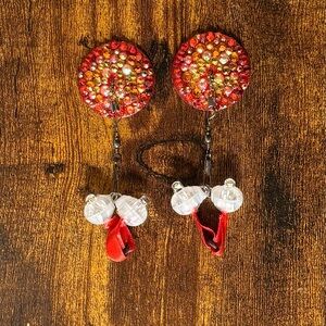 Handmade Red Lightning Burlesque Pasties with Light Spinners